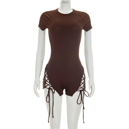 Women's Knit Short Sleeve Bodycon Romper