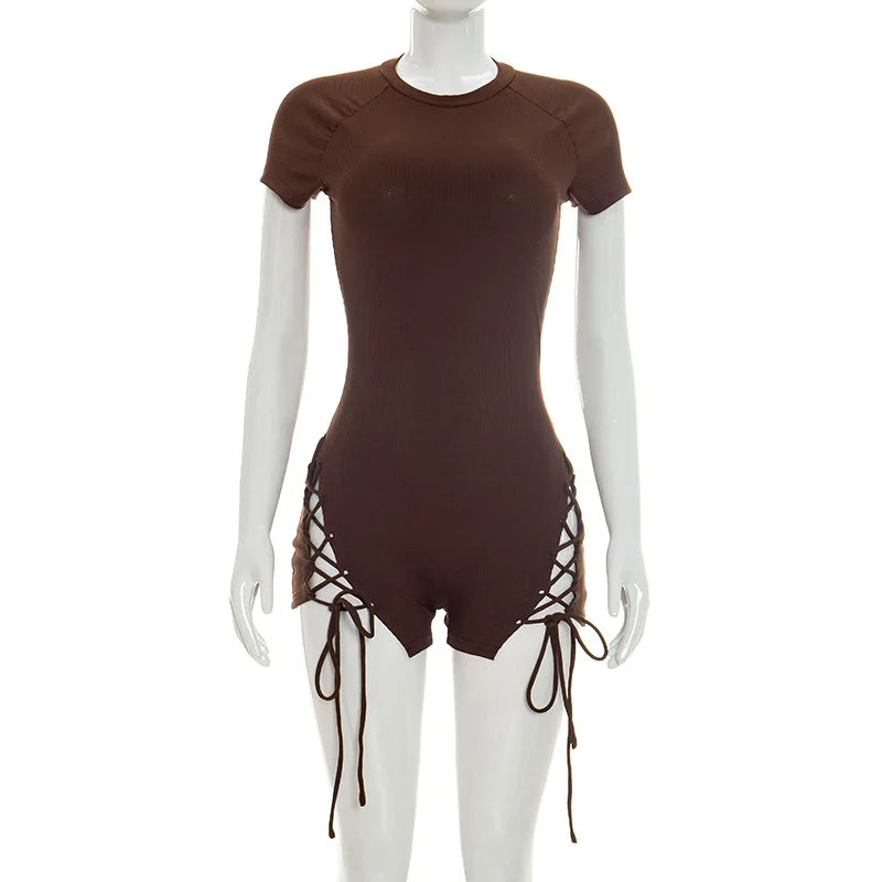 Women's Knit Short Sleeve Bodycon Romper