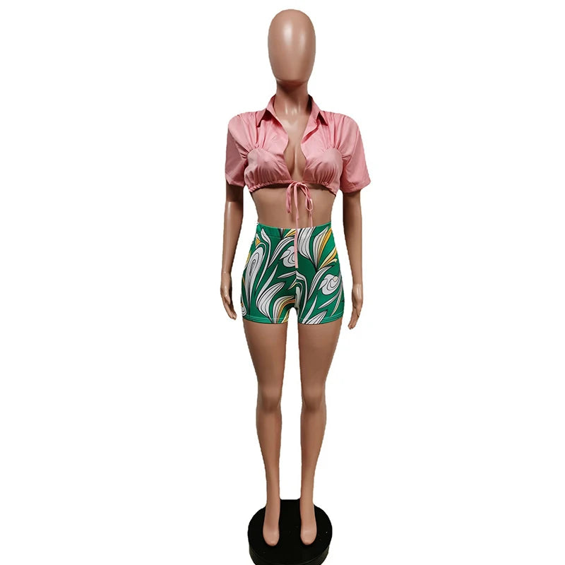 Wholesale Women's Lace Short Sleeve Two Piece Set