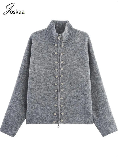 Wholesale Women's Knit Long Sleeve Ribbed Zip Top – Women's Fashion Wholesale – Front View