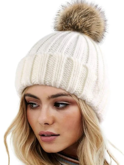 Wholesale Women's Ribbed Knit Beanie Hat – Side View