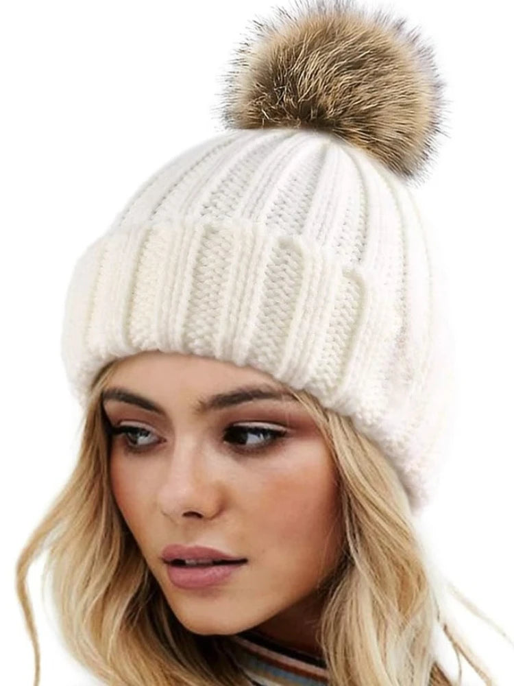 Wholesale Women's Ribbed Knit Beanie Hat – Side View