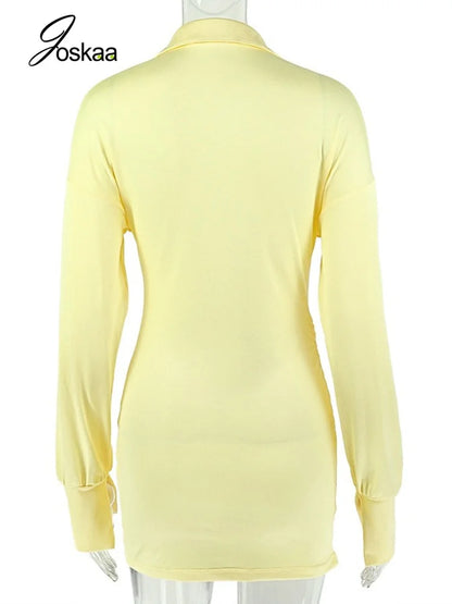 Women's Ruched Long Sleeve Bodycon Mini Dress - Detail View