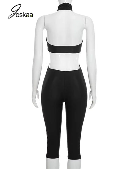 Women's Backless Cutout Halter Bodycon Romper - Detail View