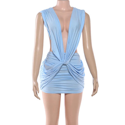 Joskaa Ruched Backless Sleeveless Mini Dress - mini dress image 5