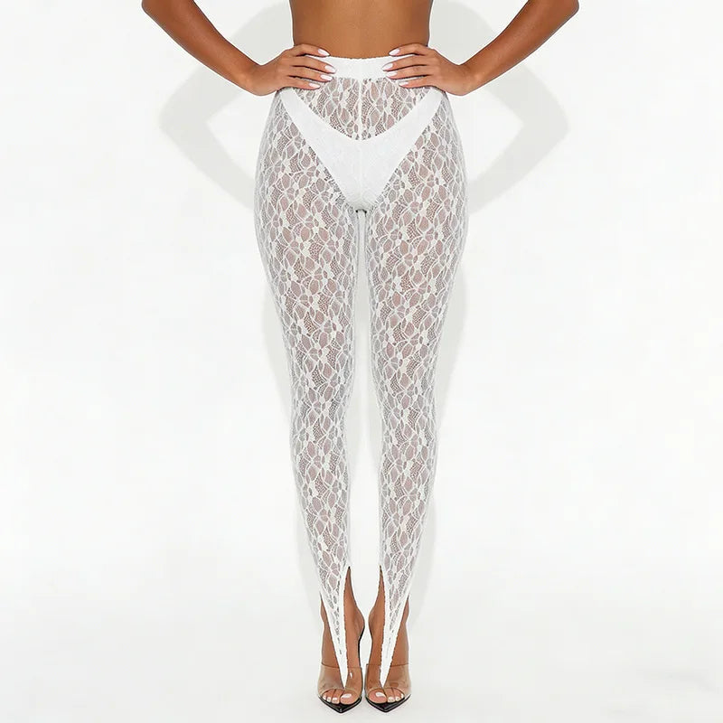 Joskaa Lace Mesh Bodycon High Waist Pants - pants image 8