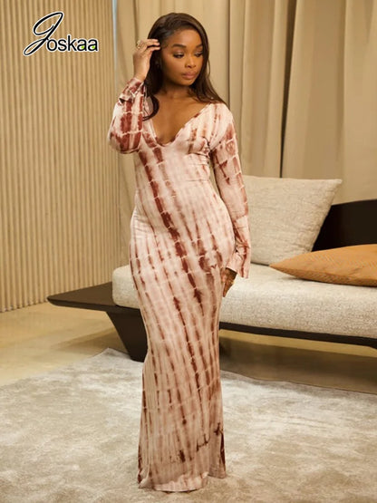 Wholesale Women's Bodycon Flare Maxi Dress Brown – Front View