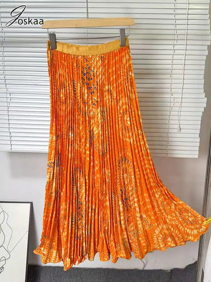 Joskaa Floral Print Pleated High Waist Flare Skirt - skirt image 3