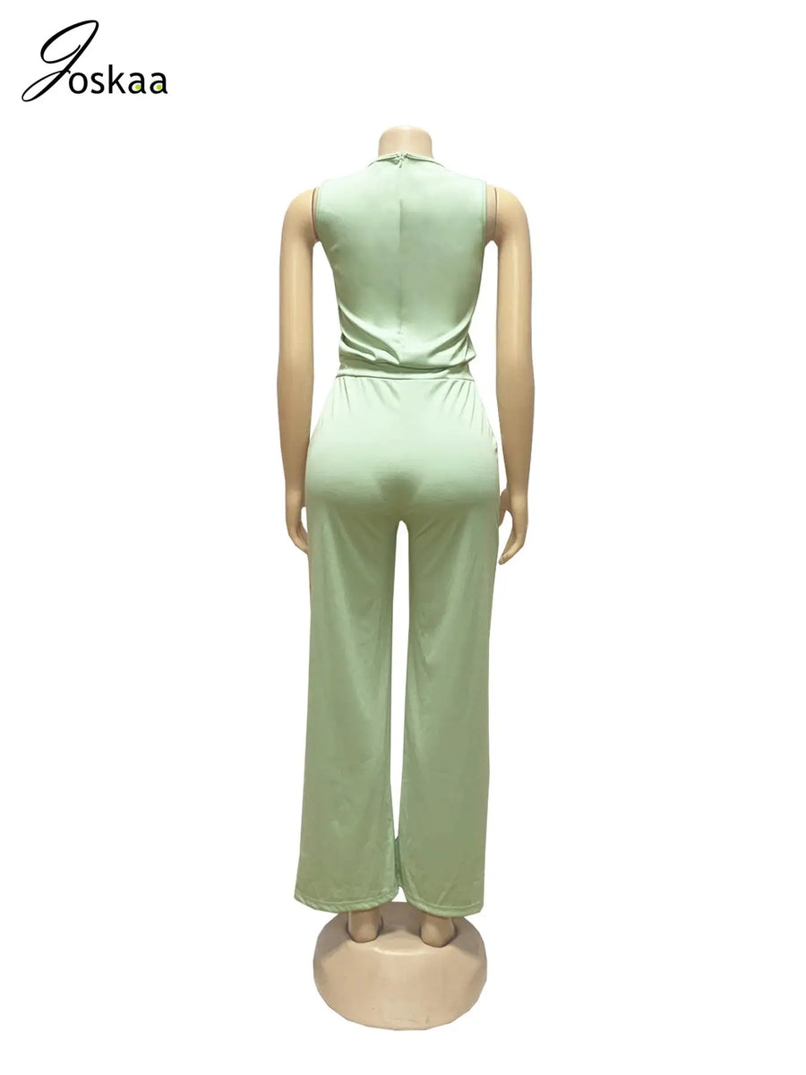 Women's Sleeveless Bodycon Zip Jumpsuit Romper Dark Blue – Detail View
