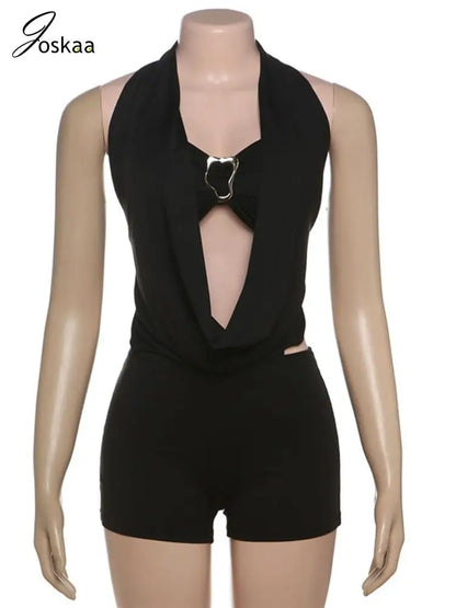 Wholesale Women's Halter Strapless Two Piece Set Black – Back View