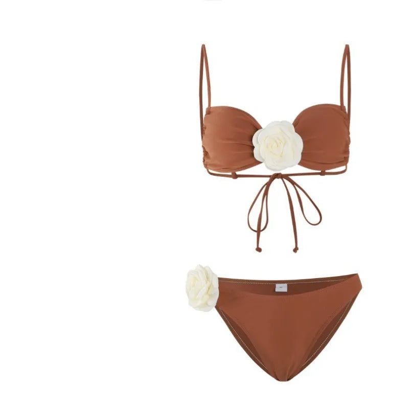 Women's Floral Print Swimwear Flower Piece Bikini Set