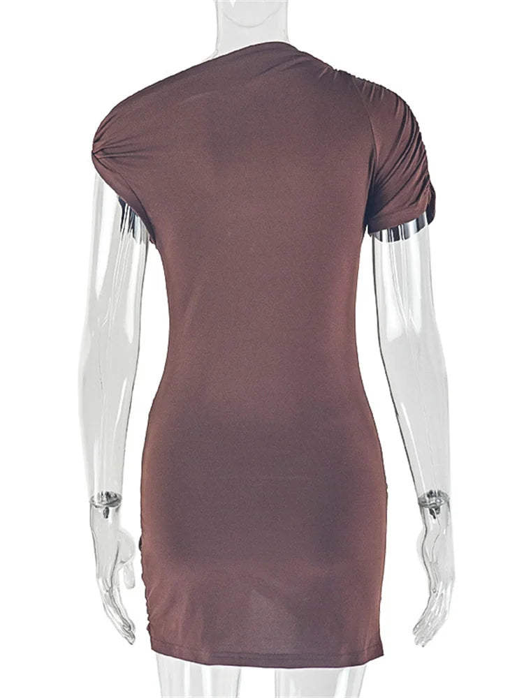 Joskaa Ruched Bodycon Mini Dress Elegant Irregular Hem - mini dress image 4