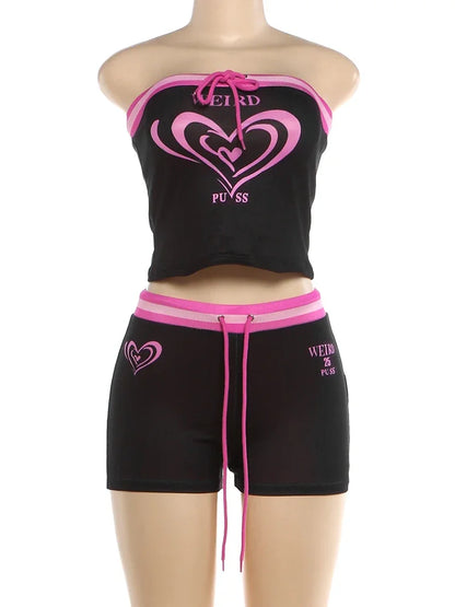 Women's Strapless High Waist Two Piece Set