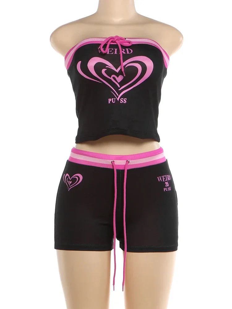 Women's Strapless High Waist Two Piece Set
