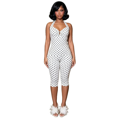 Women's Polka Dot Backless Halter Two Piece Set