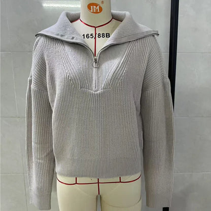 Wholesale Women's Knit Long Sleeve Ribbed Zip Top
