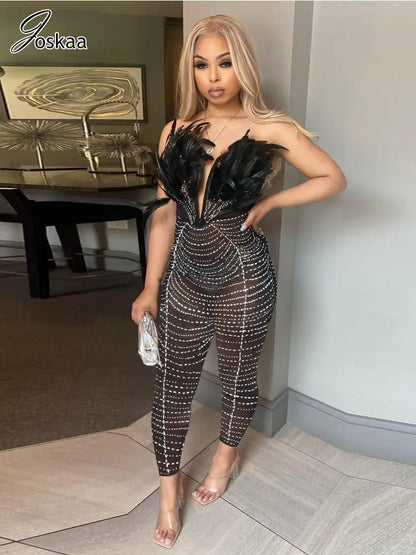 Women's Rhinestone Mesh Strapless Romper – Women's Fashion Wholesale – Front View