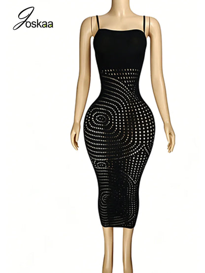 Wholesale Women's Cutout Sleeveless Bodycon Dress Black – Detail View