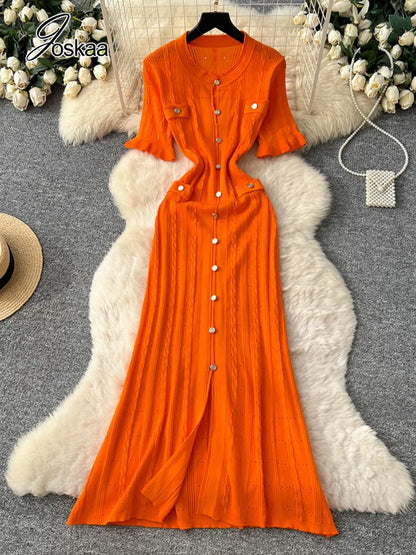 Women's Knit Short Sleeve Bodycon Maxi Dress Dark Red – Back View