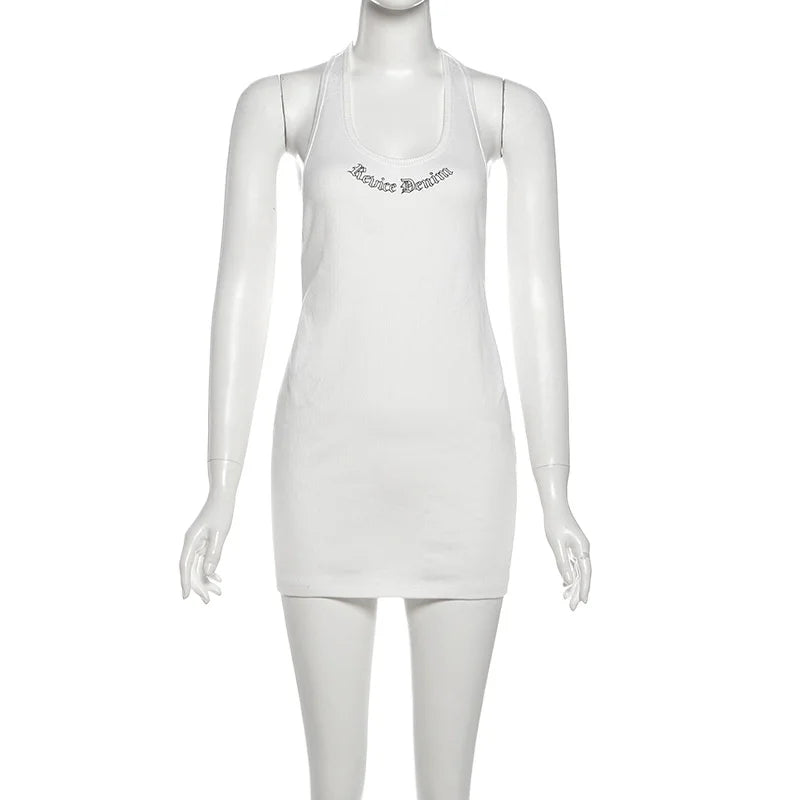 Women's Knit Backless Halter Sleeveless Mini Dress 29 – Back View