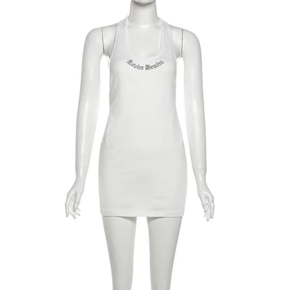 Women's Knit Backless Halter Sleeveless Mini Dress 29 – Back View