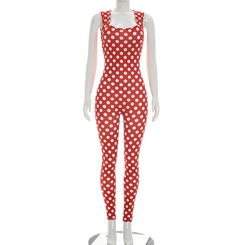 Joskaa Polka Dot Backless Sleeveless Bodycon Romper - romper image 6