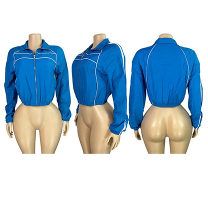 Wholesale Women's Stripe Long Sleeve Zip Jacket