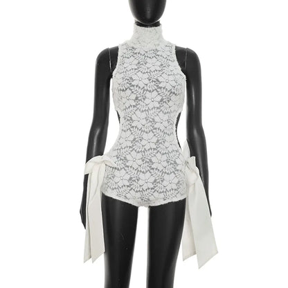 Women's Floral Print Lace Mesh Cutout Romper
