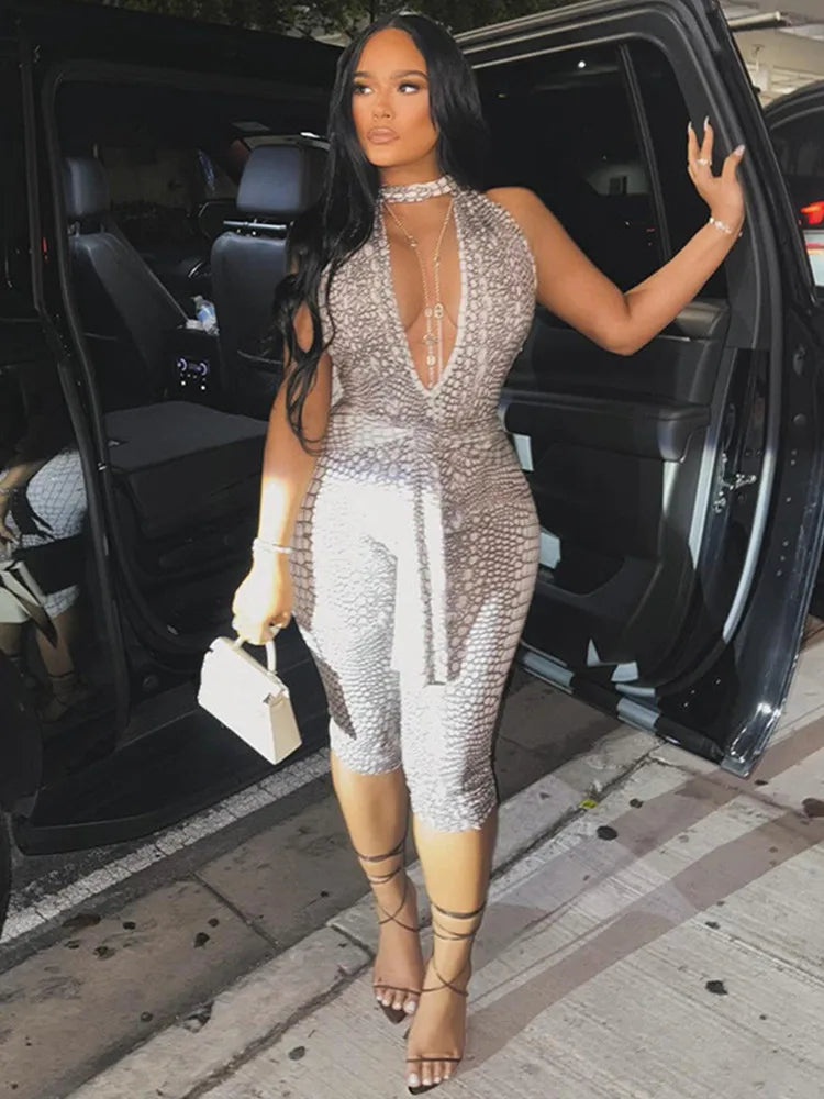 Wholesale Women's Backless Halter Bodycon Romper