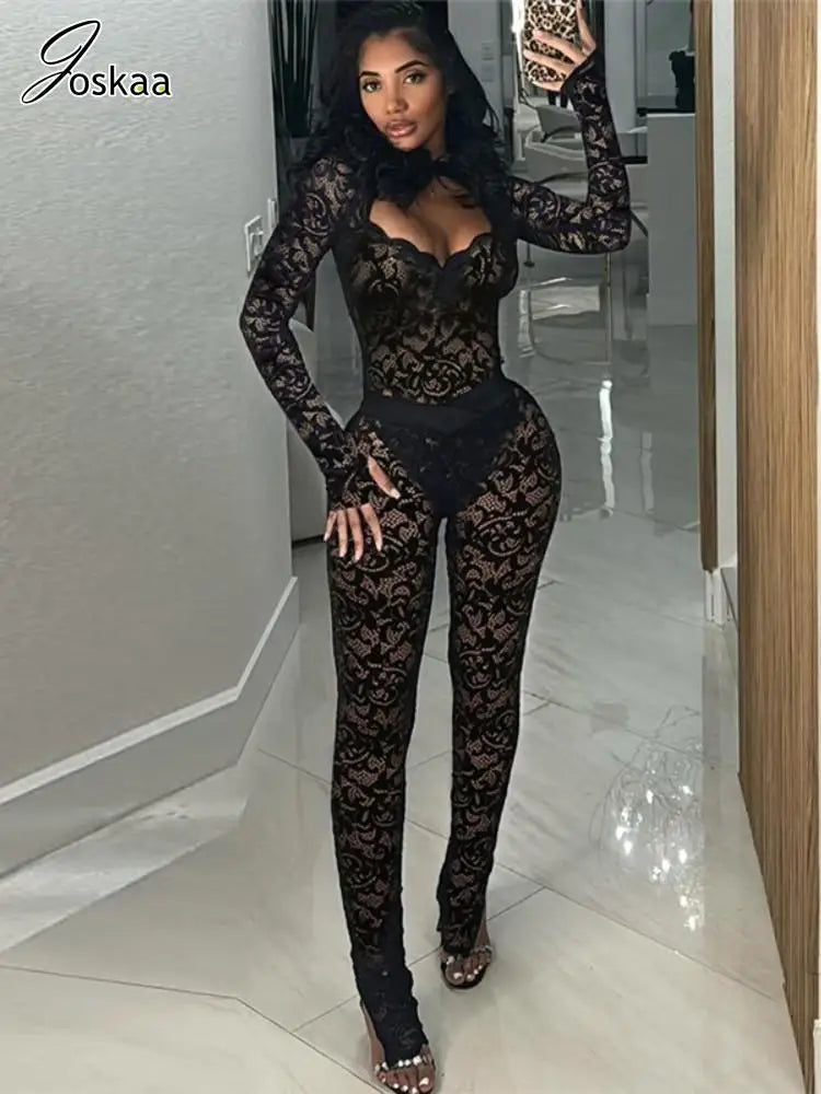 Women's Lace Backless Cutout Two Piece Set – Women's Fashion Wholesale – Front View