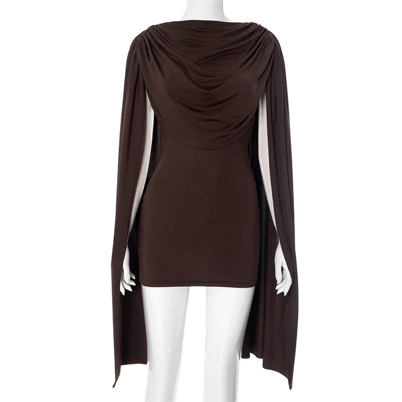 Women's Ruched Bodycon Elegant Round Neck Mini Dress