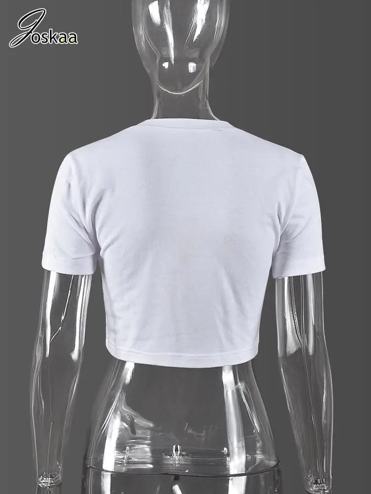 Women's Rhinestone Short Sleeve Split T-shirts Solid Top White – Detail View