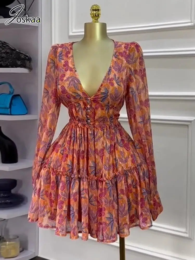 Women's Floral Print Long Sleeve Bodycon Dress – Women's Fashion Wholesale – Front View