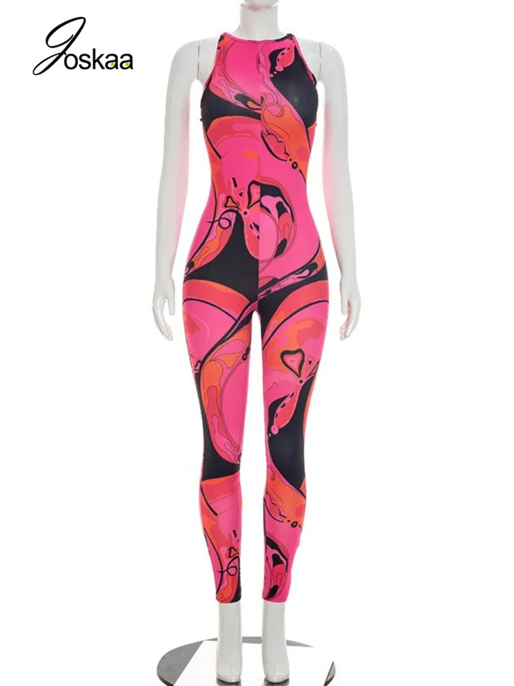 Women's Zip Up Sleeveless Bodycon Romper - Back View