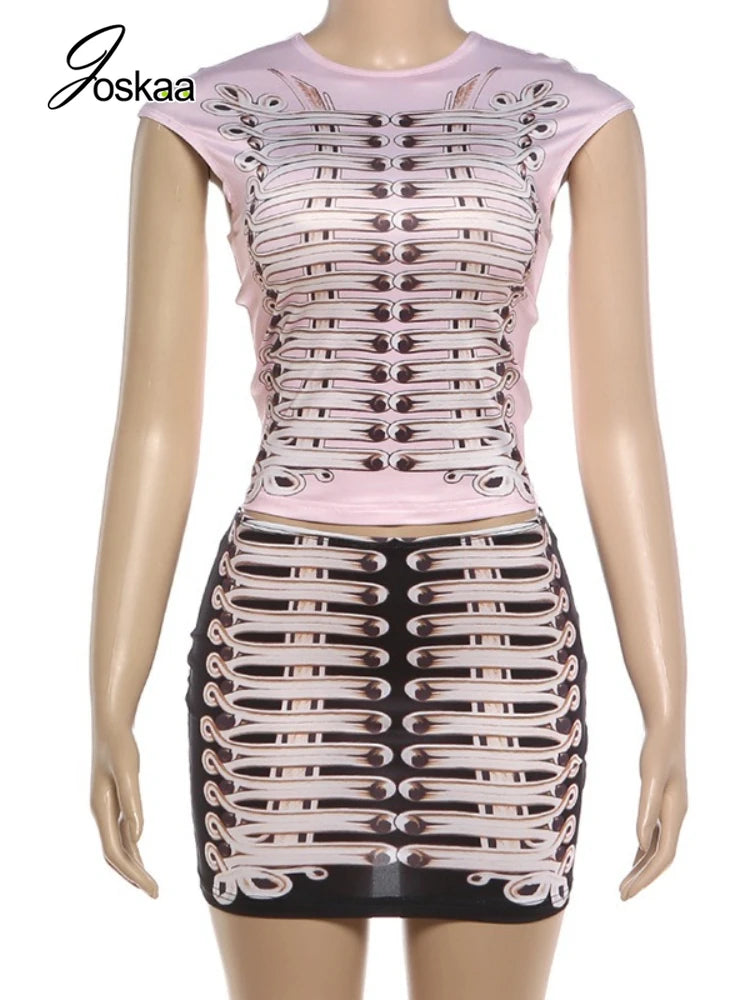 Wholesale Women's Sleeveless Mini Two Piece Set Pink – Back View
