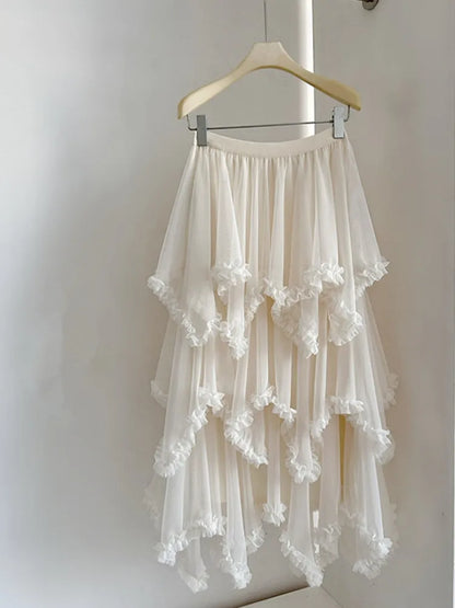 Joskaa Mesh High Waist Skirt A-line Beach Elastic - skirt image 7