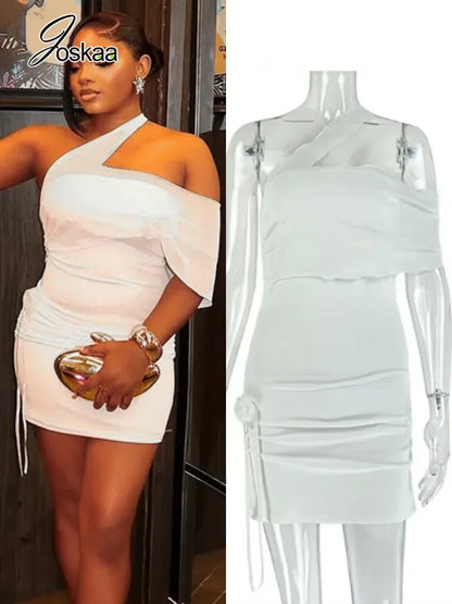 Women's Floral Print Mesh One Shoulder Bodycon Mini Dress - Women's Fashion Wholesale - Front View