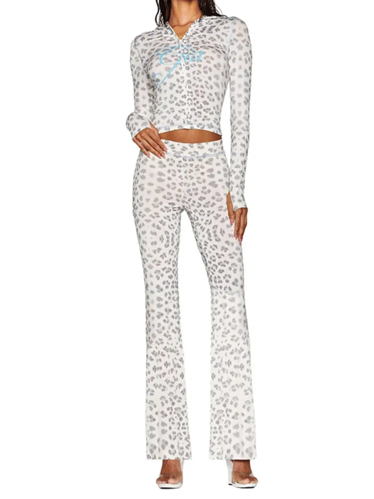 Joskaa Zip Up Hooded Long Sleeve Crop Two Piece Set - two piece set image 24