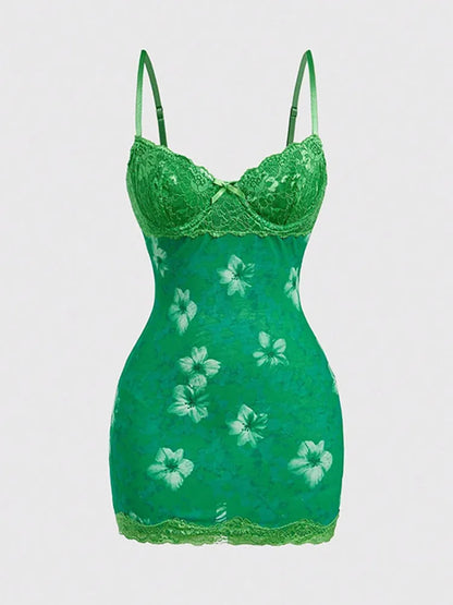 Joskaa Floral Print Lace Backless Bodycon Mini Dress - mini dress image 6