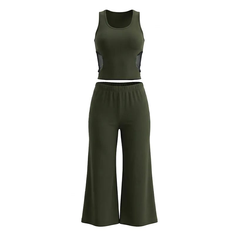 Women's Mesh High Waist Wide Leg Two Piece Set - Additional View 7