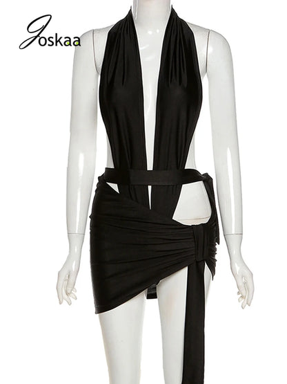 Women's Backless Sleeveless Bodycon Two Piece Set 10 – Back View