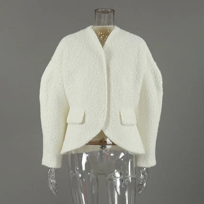 Women's Long Sleeve Fall Thickened Woolen Jacket