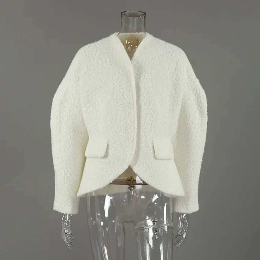 Women's Long Sleeve Fall Thickened Woolen Jacket