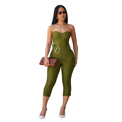 Women's Backless Strapless Bodycon Romper