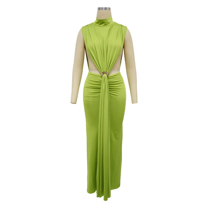 Women's Ruched Cutout Sleeveless Maxi Dress