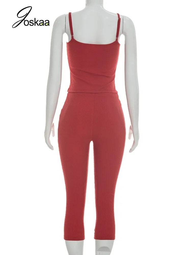 Women's Lace Knit Crop High Waist Two Piece Set Red – Detail View