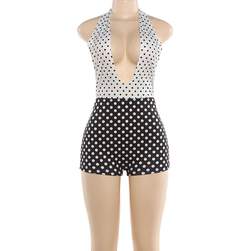 Joskaa Polka Dot Backless Halter Sleeveless Romper - romper image 5