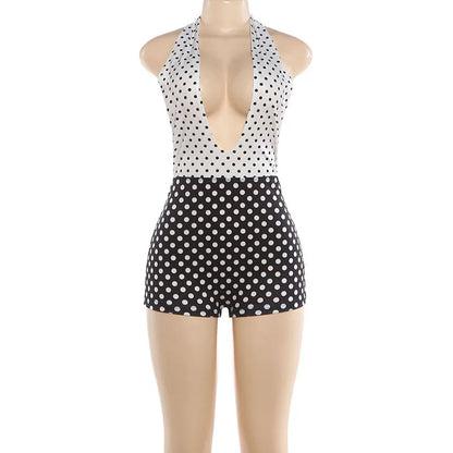 Joskaa Polka Dot Backless Halter Sleeveless Romper - romper image 5