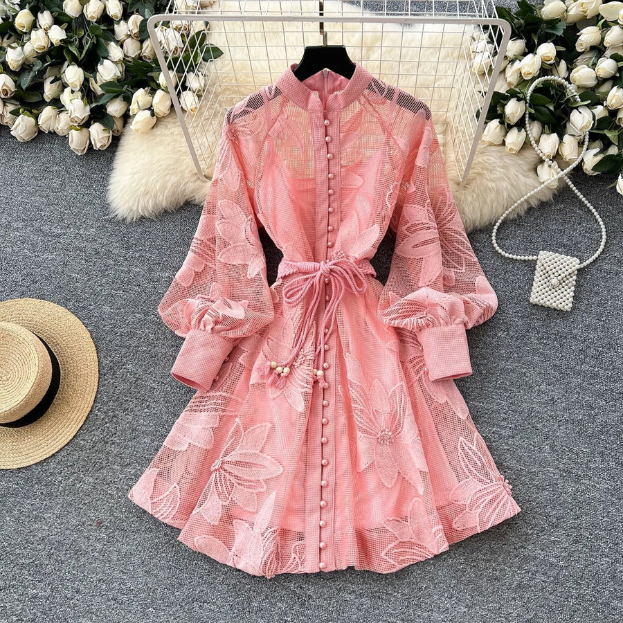 Women's Fall Embroidery A-line Mini Dress