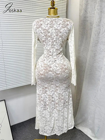 Joskaa Lace Long Sleeve Bodycon Maxi Dress - maxi dress image 2
